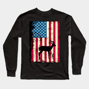 Antelope American Flag USA Patriotic 4th Of July Gifts Long Sleeve T-Shirt